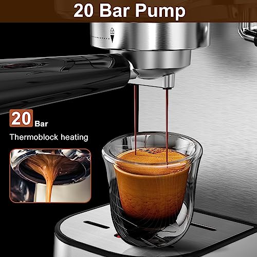 Icuire Espresso Machine, 20 Bar Compact Steam Espresso Coffee Machine With Milk Frother, Digital Touch Panel, 37 Oz Removable Water Tank For Espresso Make #TOP1