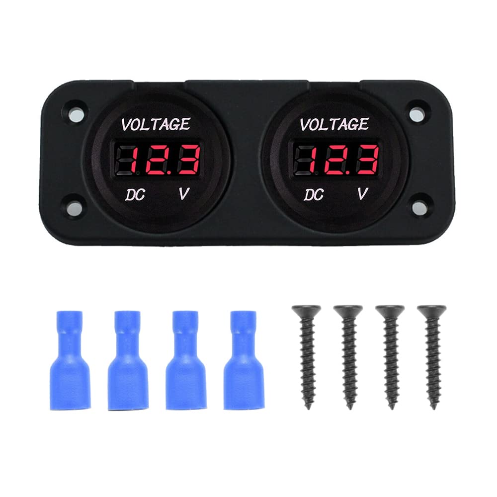 Voltmetro digitale a doppio LED MASO 12V-24V, doppia batteria per auto e moto, pannello di superficie per voltmetro con display a LED