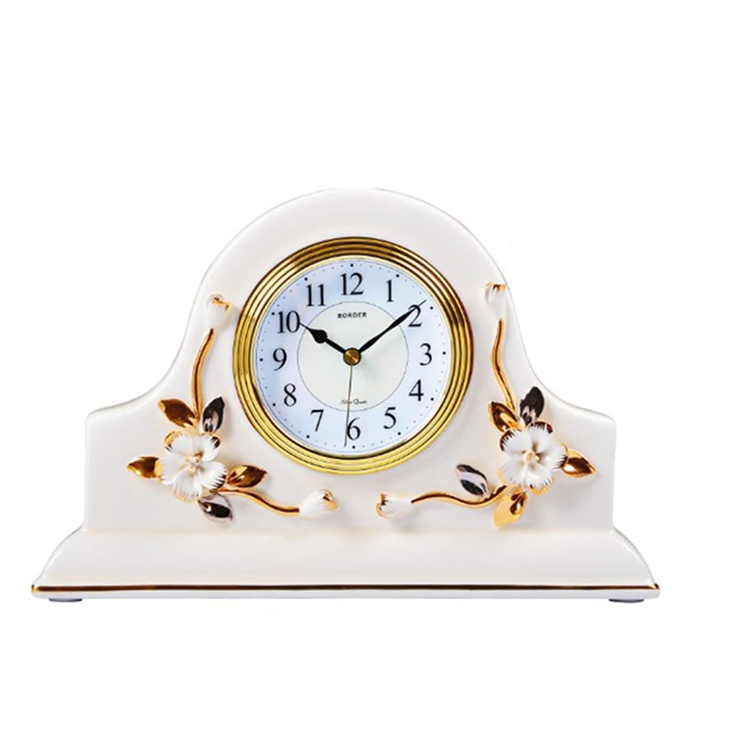 Hrwly D European Ceramic Table Clock Home Ecoration Living Room Office Luxury Clocks Bedroom Silent Vintage Esk(D)