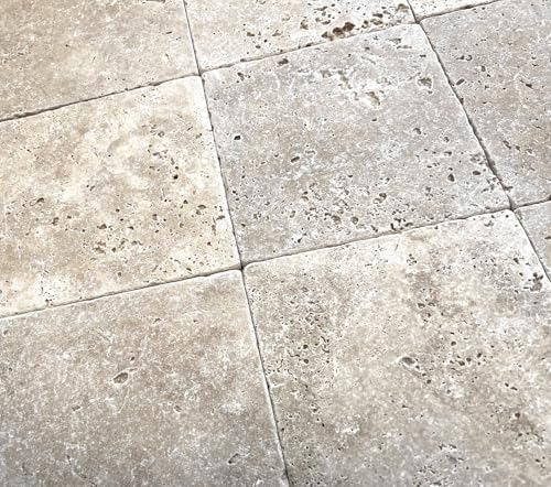 Walnut Travertine 6x6 Tumbled Antique Wall Floor Tile Interior Exterior (4 Pieces, 1 Sq Ft Coverage)