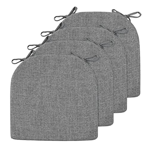 Lovtex Chair Cushions For Dining Chairs 4 Pack - Memory Foam Chair Pads With Ties And Non-Slip Backing - Seat Cushion For Kitchen Chair 16"X16"X2", Dark Gray #TOP1