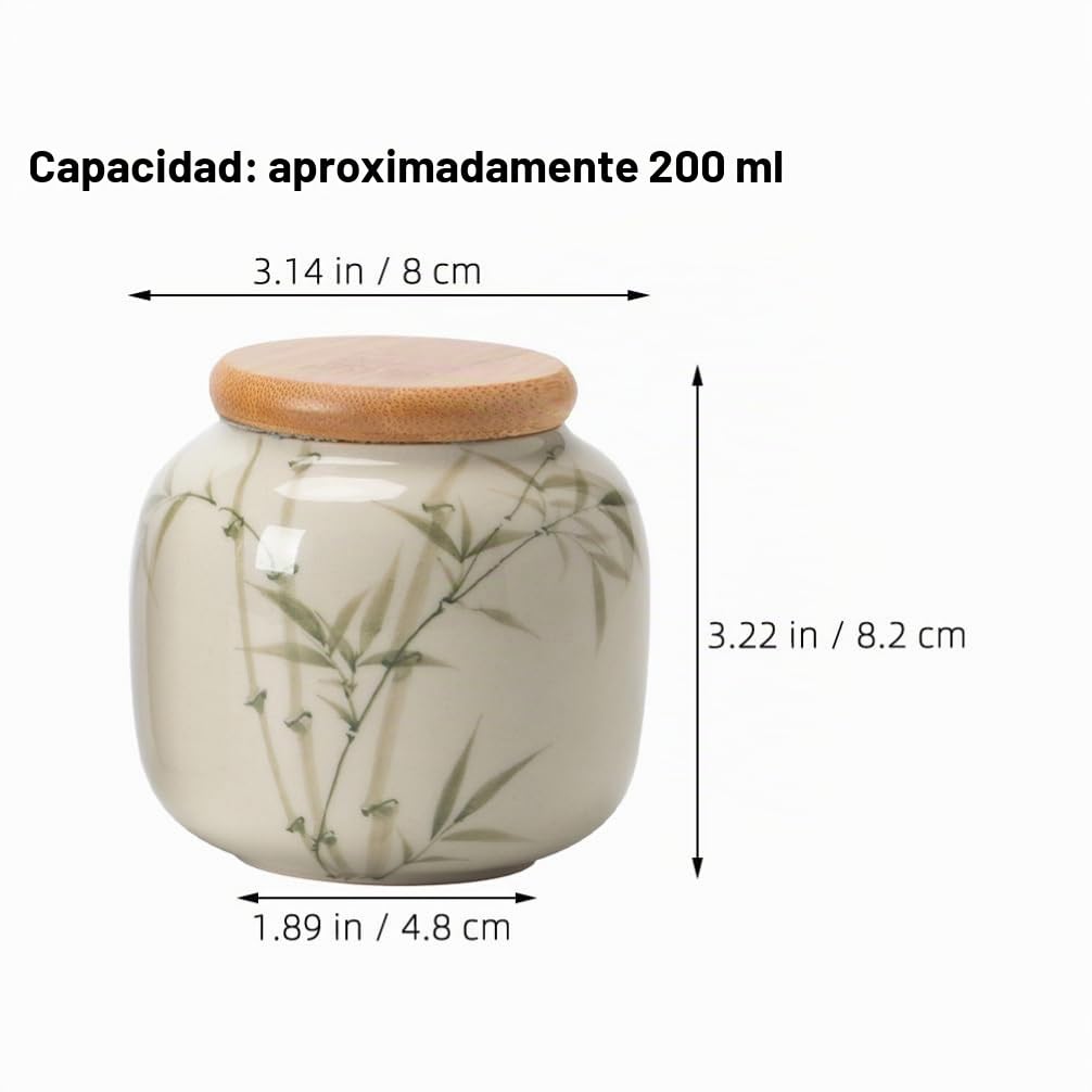 Alipis Juego De 2 Tarros De Cerámica Herméticos Para Té Con Sello Antihumedad Contenedor De Té Suelto Diseño Tradicional Chino Compacto 3.22X3.14X1.88 Pulgadas