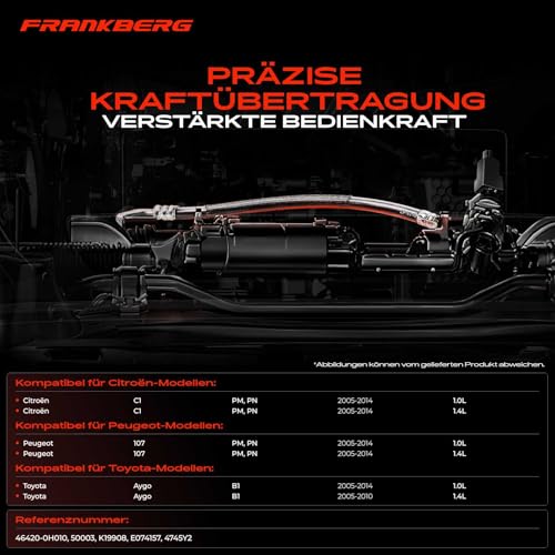 Frankberg Handbremsseile Hinten Rechts Kompatibel mit C1 PM PN 1.0L 1.4L 2005-2014 107 PM PN 1.0L 1.4L 2005-2014 Aygo B1 1.0L 1.4L 2005-2014 Replace# 46420-0H010