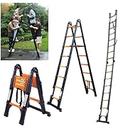 JADDUO Telescoping Ladder A Frame, 16.5 Ft Compact Aluminum Extension Ladder, Portable Telescopic...