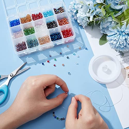 PandaHall Elite about 1350pcs 4mm AB Color Plated Bicone Faceted Glass Beads with 1mm Hole for bracelet Necklace Jewellery DIY Craft Making, 15 Mixed Colors