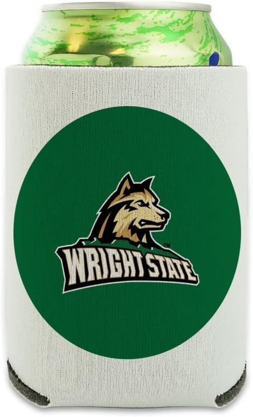 Wright State Primary Logo Can Cooler - Drink Sleeve Hugger Collapsible Insulator - Beverage Insulated Holder