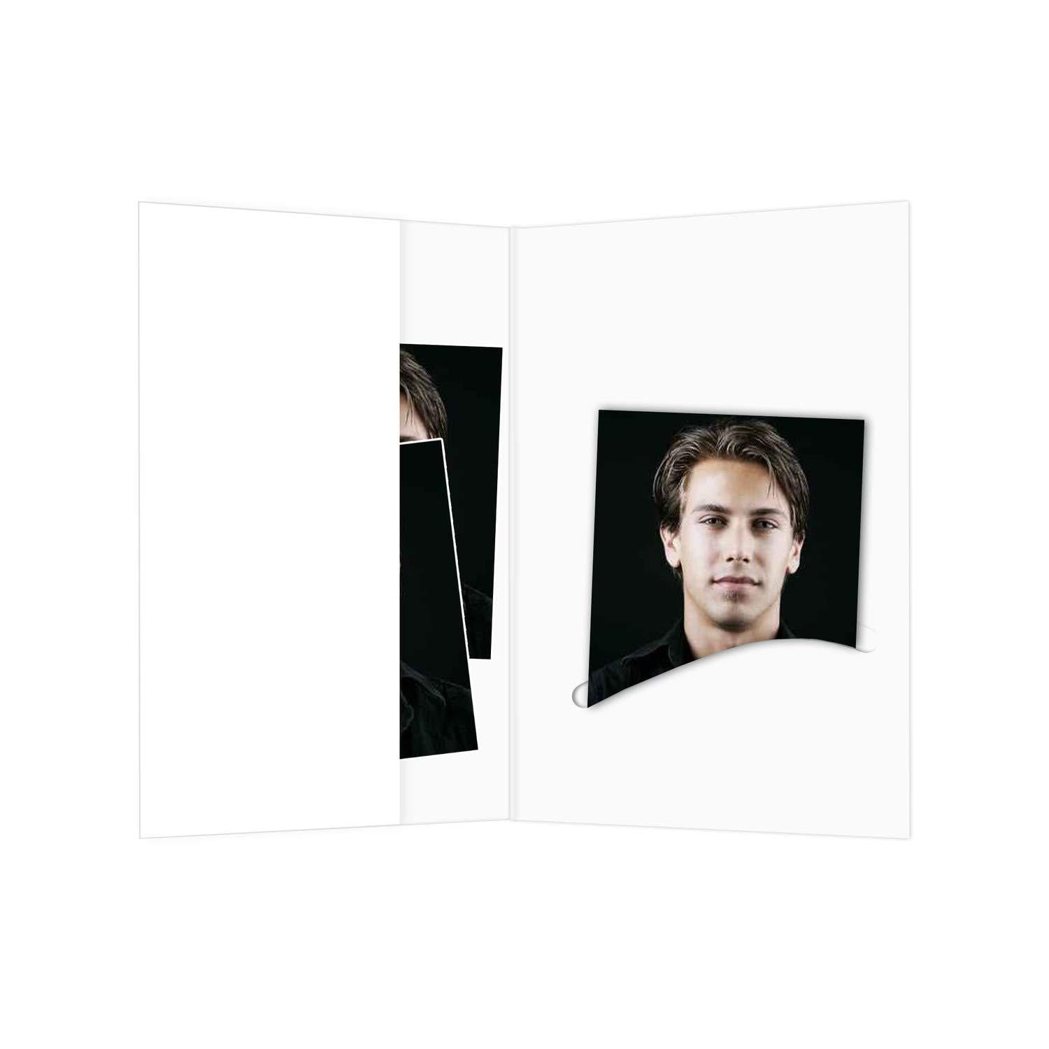 Schoeller & Stanzwerk© - 100 Stück Passbildmappen für Passfotos 4,5x6 cm mit Einsteckschlitz und Fototasche (ohne Passepartout) weiß