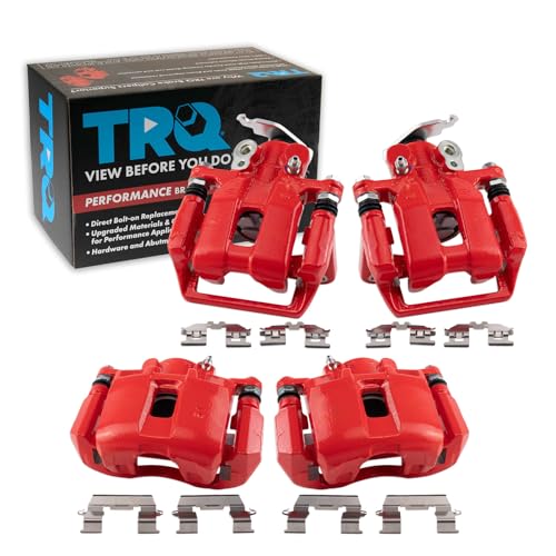 Image of TRQ Performance Front and Rear Brake Caliper Set Coated Brackets Hardware Compatible with 2009-2014 Acura TSX 2008-2012 Honda Accord