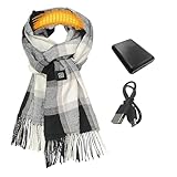 Heated Scarf neck wrap,for Men Women with USB 5V 5000mAh Battery,Rechargeable,3 levels Setting, Adjustable,Wide and long,Neck Warmer wrap,washable,windproof,fashionable,Cold Weather(JL Scarf Grey)
