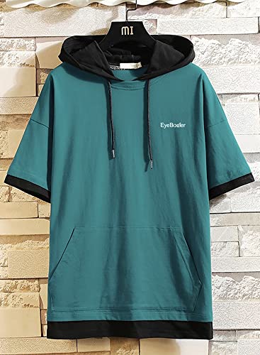 Image of EYEBOGLER Men's Trendy Hooded Neck Half Sleeves Solid T-Shirt