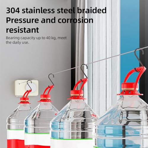 Corde à linge rétractable en acier inoxydable HUIOP de 14 pieds pour mur - 7