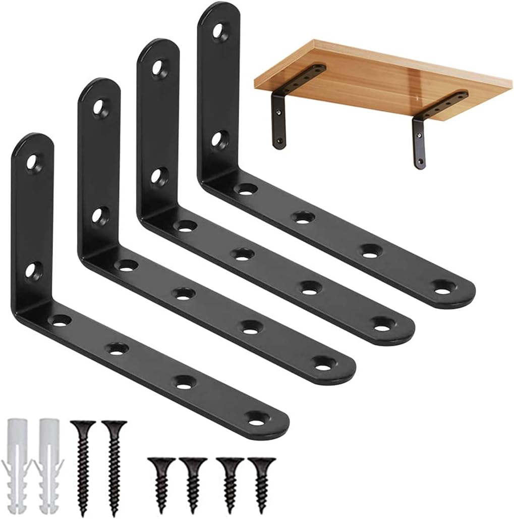 4Pcs Shelf Brackets Corner Brace Metal Wall Shelf Bracket L