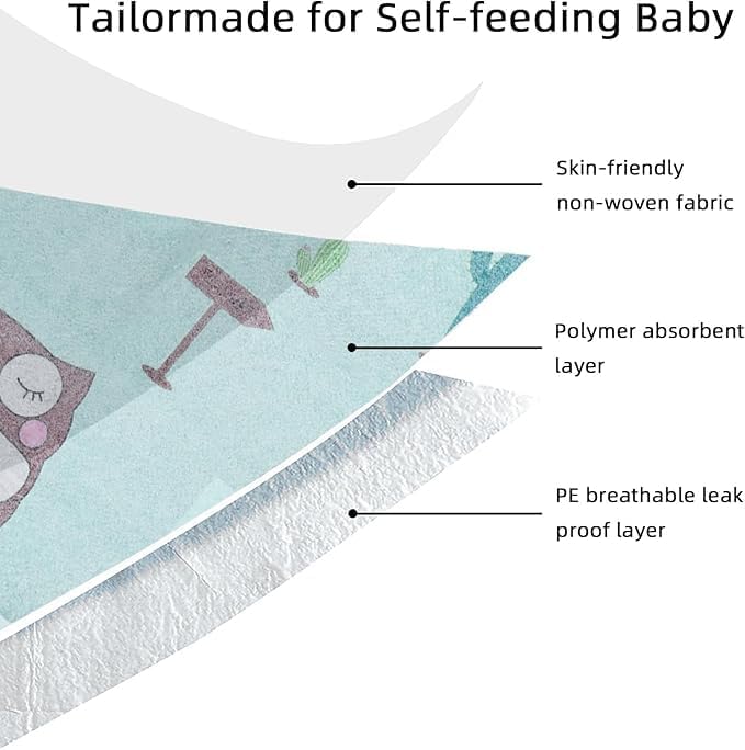Miniatura 2 de Cosermart Baberos desechables para bebé, 50 baberos de viaje desechables con frasco de migas para niños, autoalimentados individualmente envueltos