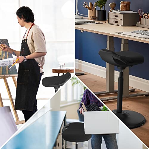 Ergooffile Stehhocker Höhenverstellbar, Ergonomischer Bürohocker für Stehschreibtisch, Drehbarer Sitz, Anti-Rutsch-Boden, Balance Sitz-Steh-Hocker