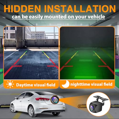 Image of Backup Camera for Car, AHD 1080P Reverse Camera, 170 Wide Angle Universal Back Up Camera for Car Truck Vehicle SUV RV, 2.5mm Jack 4 Pin Waterproof Rear View Camera, Clear Night Vision, 19.7ft