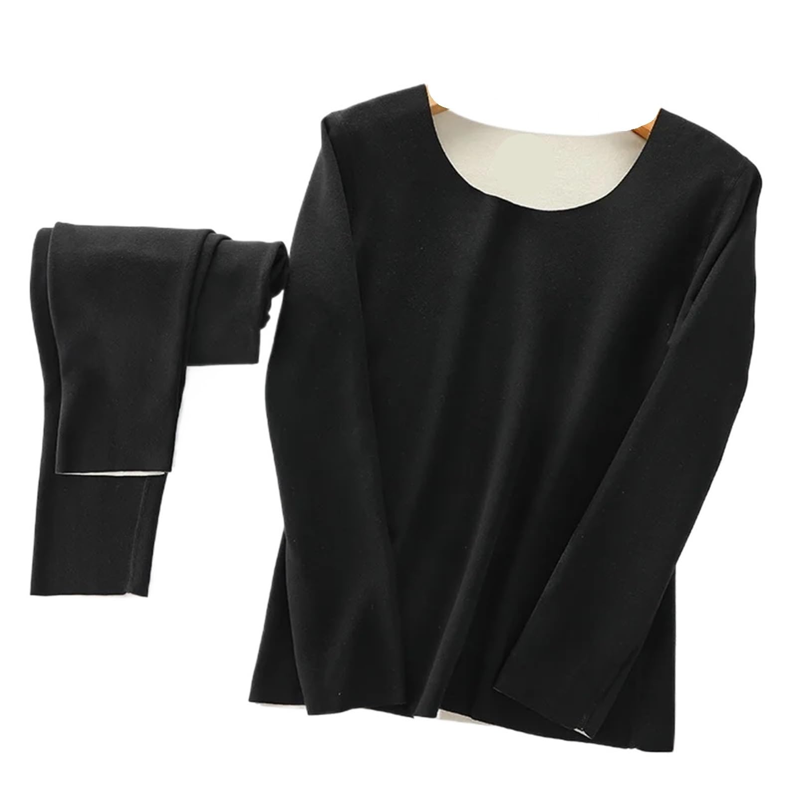 Conjuntos de Ropa Interior térmica for Mujer, Camiseta sin Costuras Color sólido for Invierno, Conjunto 2 Piezas Calzoncillos Largos for para Esquí,Moto