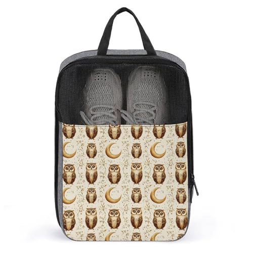 Sac à chaussures de golf Hibou et Lune pour valise de voyage