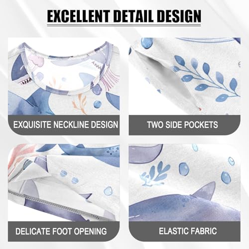 ALAZA Shark Fish Jellyfish Pajamas Short Sleeve 2 Piece Sleepwear Top and Bottom Pajama Set Unisex4