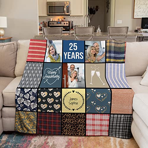 Personalized Anniversary Photo Blanket Gift For Wife Husband Boyfriend Or Girlfriend, Customized Photo Collage Present For Her Or Him, Fleece Or Sherpa Quilt Throw (Sherpa3040) #TOP5