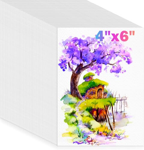 Image of 128 Sheets Watercolor Paper, 4 inchx6 inch Cold Press Water Color Paper for Kids Adults, 140lb /300gsm Artists Drawing Coloring Sketching Painting, Arts and Crafts Supplies, Valentine Gift Cards, White, Bulk