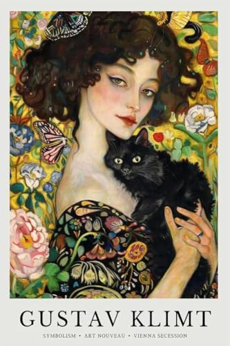 Grabados en lienzo de Gustav Klimt Mujer con gato impresión artística premium 40x60
