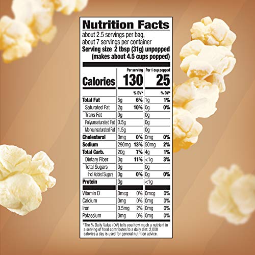 Orville Redenbacher's Naturals Light Classic Butter & Sea Salt Microwave Popcorn, Classic Bag, (3 ct of 2.69 oz Bags) 8.07 oz