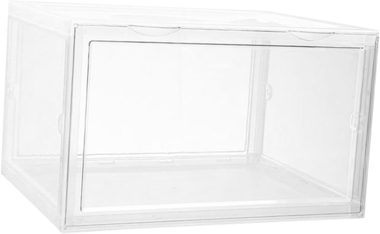 Shoe Storage Box with Magnetic Door Stackable Shoe Organizer Container for Home Closet Dustproof Sneaker Storage Case and Boots