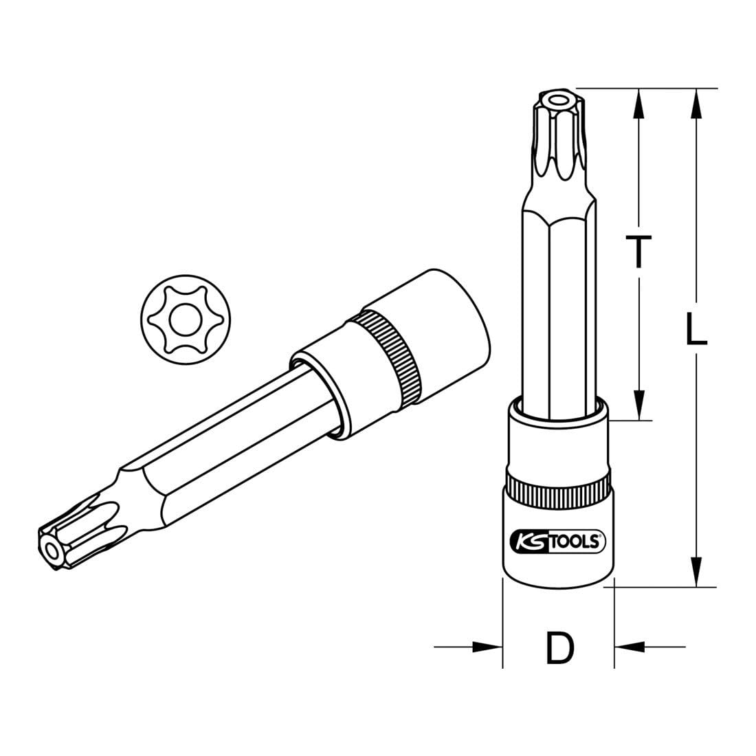 'KS Tools 9181759 1/2Chrome Bit TX m. Bohrung, Long, TB70 - Image 2