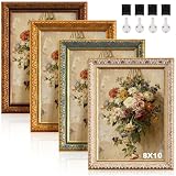 Fiwochic 4 Pack Ornate Vintage Picture Frame Sets, 8 x 10 Inch Ornate Vintage Photo Frame with HD Plastic Cover for Wall or Tabletop, Multicolour(Mixed Color)