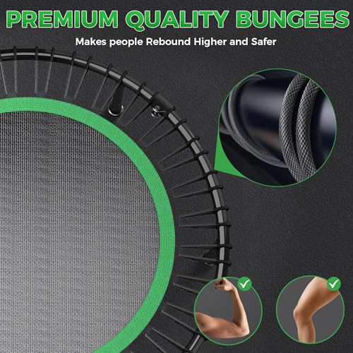 Image of 40 inch /48 inch Rebounder Trampoline for Adults with Bungee Cords, Exercise Rebounder for Adults Indoor /Outdoor Workout, Max Load 450 /550 LBS