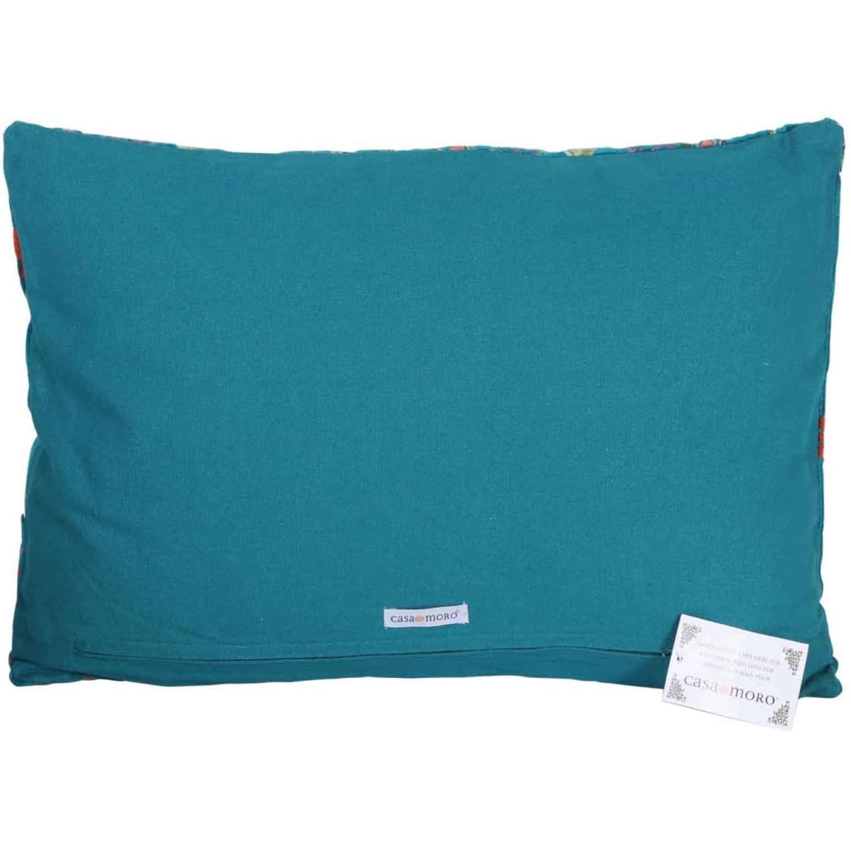 Casa Moro Deko-Kissen Jolina BLAU 48x30 cm mit Füllung & mit Blumen Schmetterlingen Bestickt Boho Chic Zierkissen bunt rechteckig Couch-Kissen Sofa-Kissen KI10008