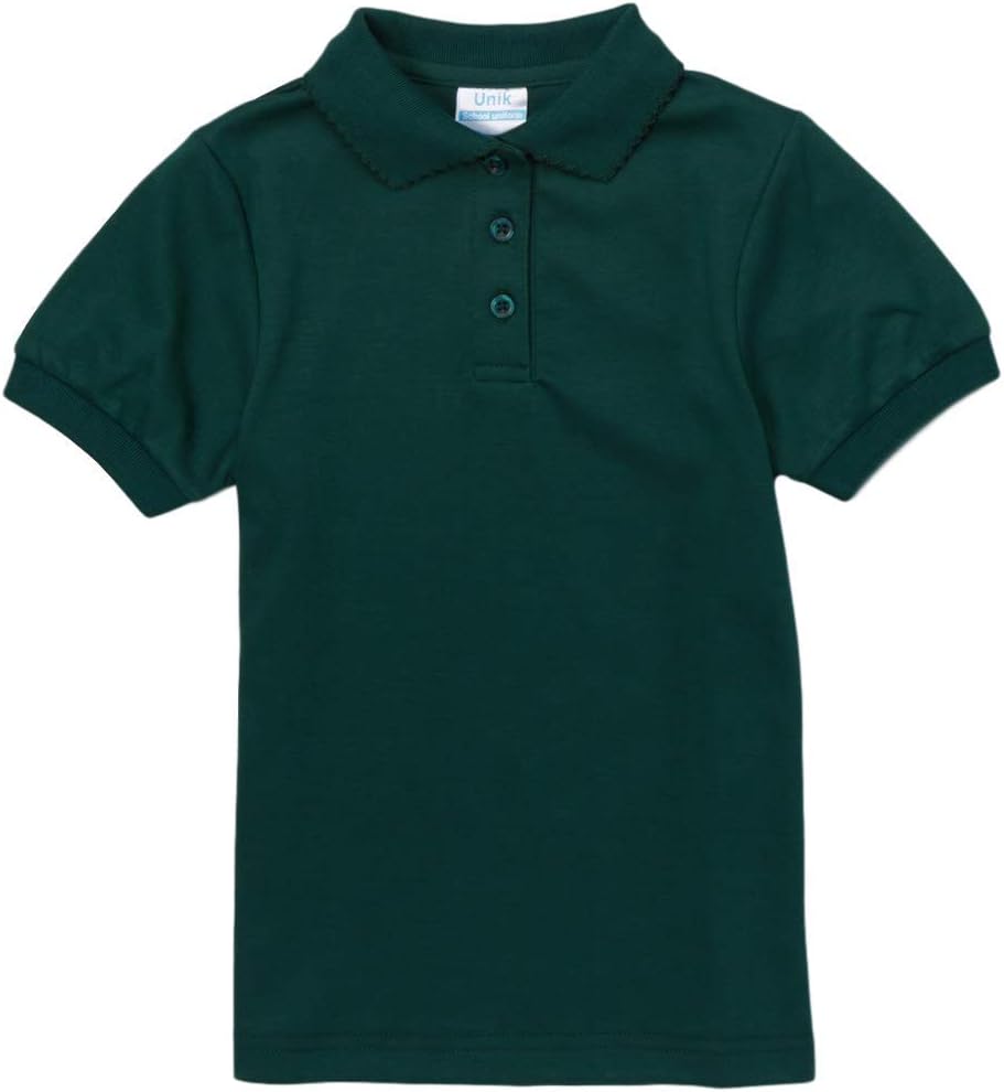 unik Girl's Uniform Polo Shirt Short Sleeve White Navy Sky Blue Red Green Pink