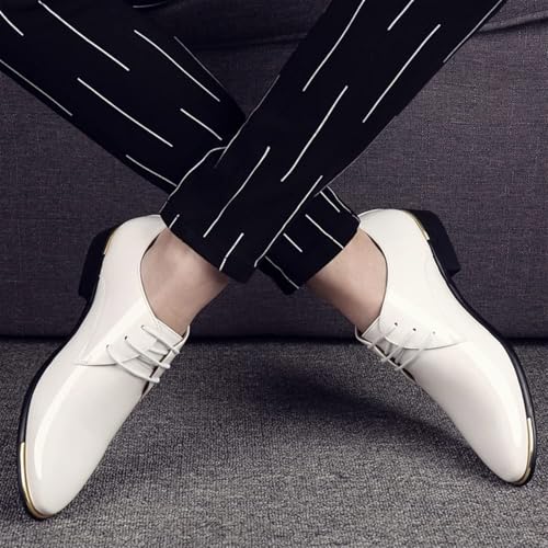 YZABEL Men's Faux Patent Leather Tuxedo Dress Shoes Lace-Up Comfortable Non-Slip Dress Sneakers Office Work Low Top Dress Shoes3