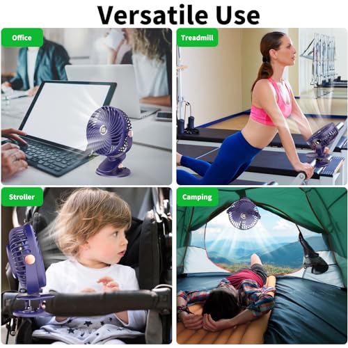 Ventilateur de bureau USB rechargeable 6000mAh avec pince et écran LCD 5 vitesses - 10