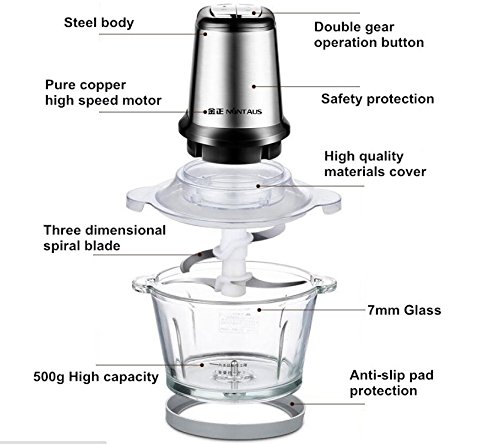 ELEOPTION® 220V Household Mini Stainless Steel Electric Grinder Blender Multipurpose Food Vegetable Chopper Mincer Bottle Meat Grinder Mincer