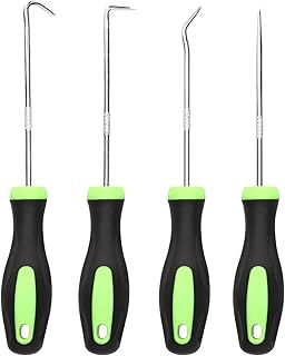 4PCS Car Precision Hook and Pick Set, O Ring Vehicle Oil Seal Gasket Pick with Ergonomic Handle, Automotive Mechanic Hooks Puller Remover Tool, Universal for Automobile RV Truck (Style C)
