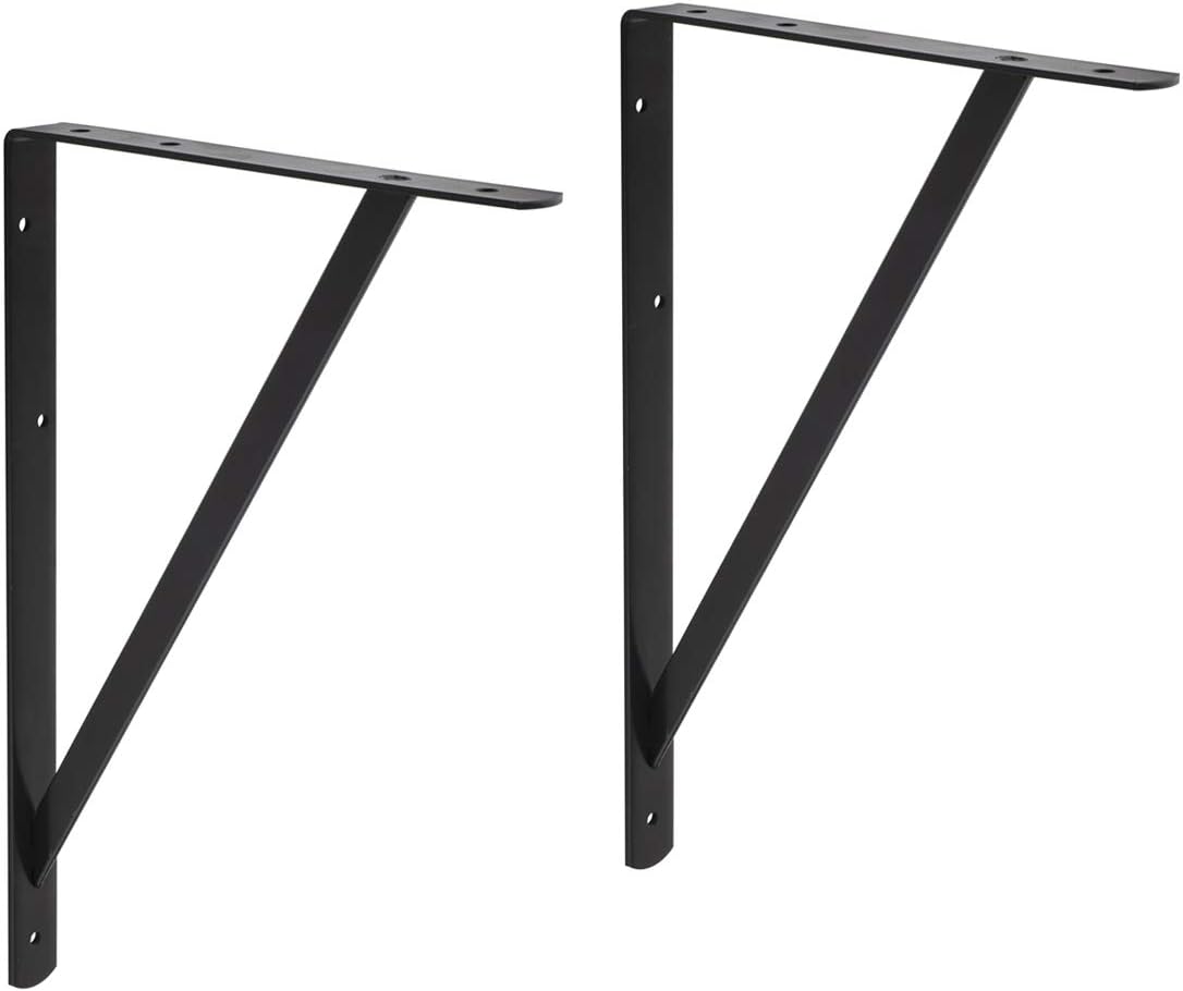 - Amazon Basics 10 Pack Heavy Duty Metal Shelf Brackets, L20" x H13", Black Strong Steel