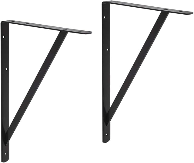 Amazon Basics AB5502 Heavy Duty Shelf Bracket, 30 x 21 cm, 10-Pack, Black