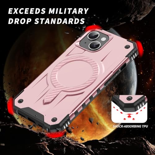 Coque iPhone 15 antichoc : étui magnétique rose anti-chute