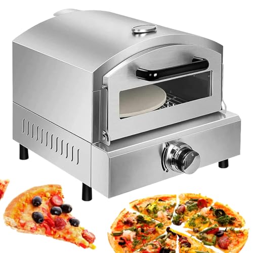 Electric Pizza Maker, 12" Stone, Stainless Steel Countertop Oven, 2-Tier Design for Indoor &amp; Outdoor Cooking, Perfect for Homemade Pizzas &amp; Entertaining