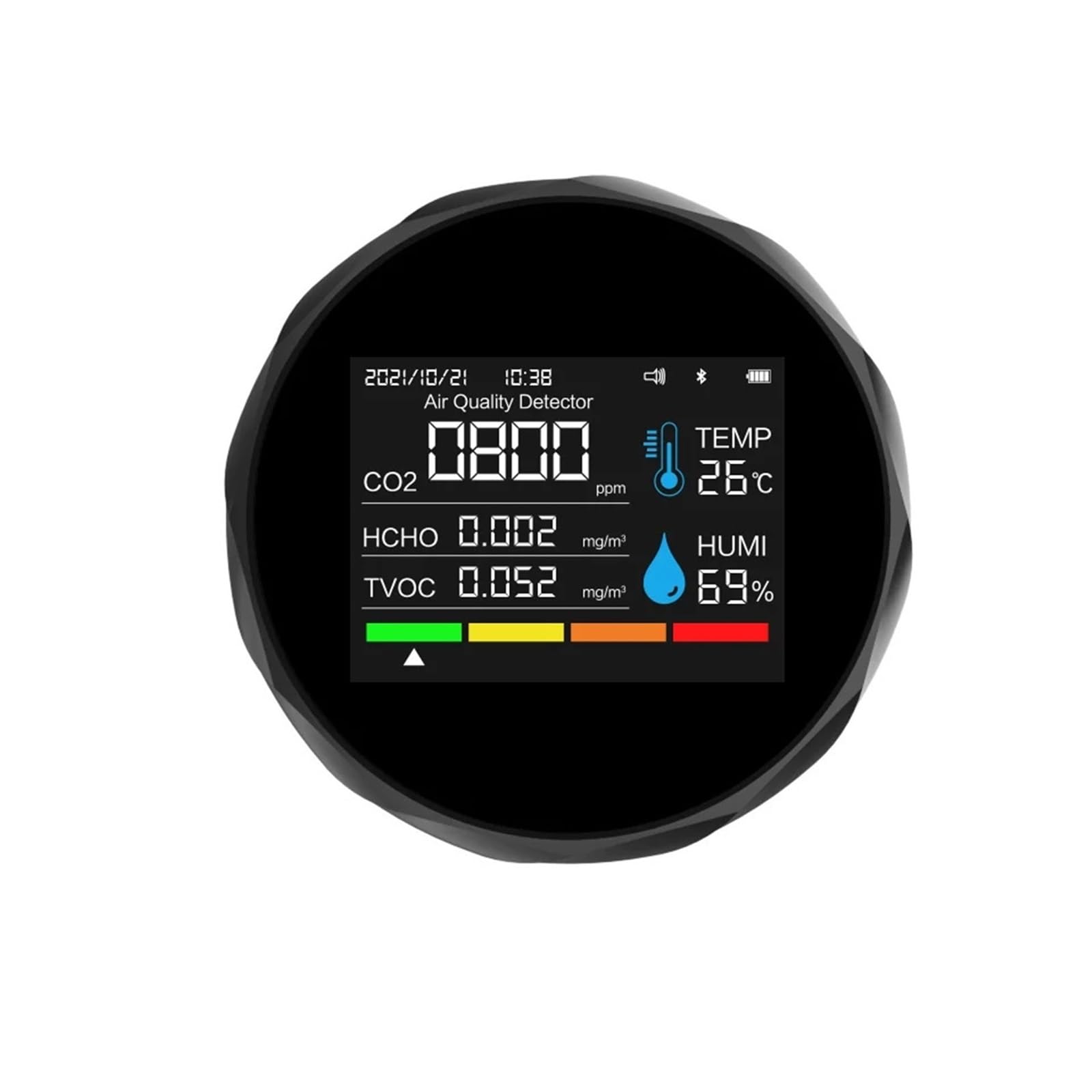 Air Quality Monitor, 6-in-1 Carbon Monoxide CO Carbon Dioxide Detector TVOC Air Quality Detection(Nero)