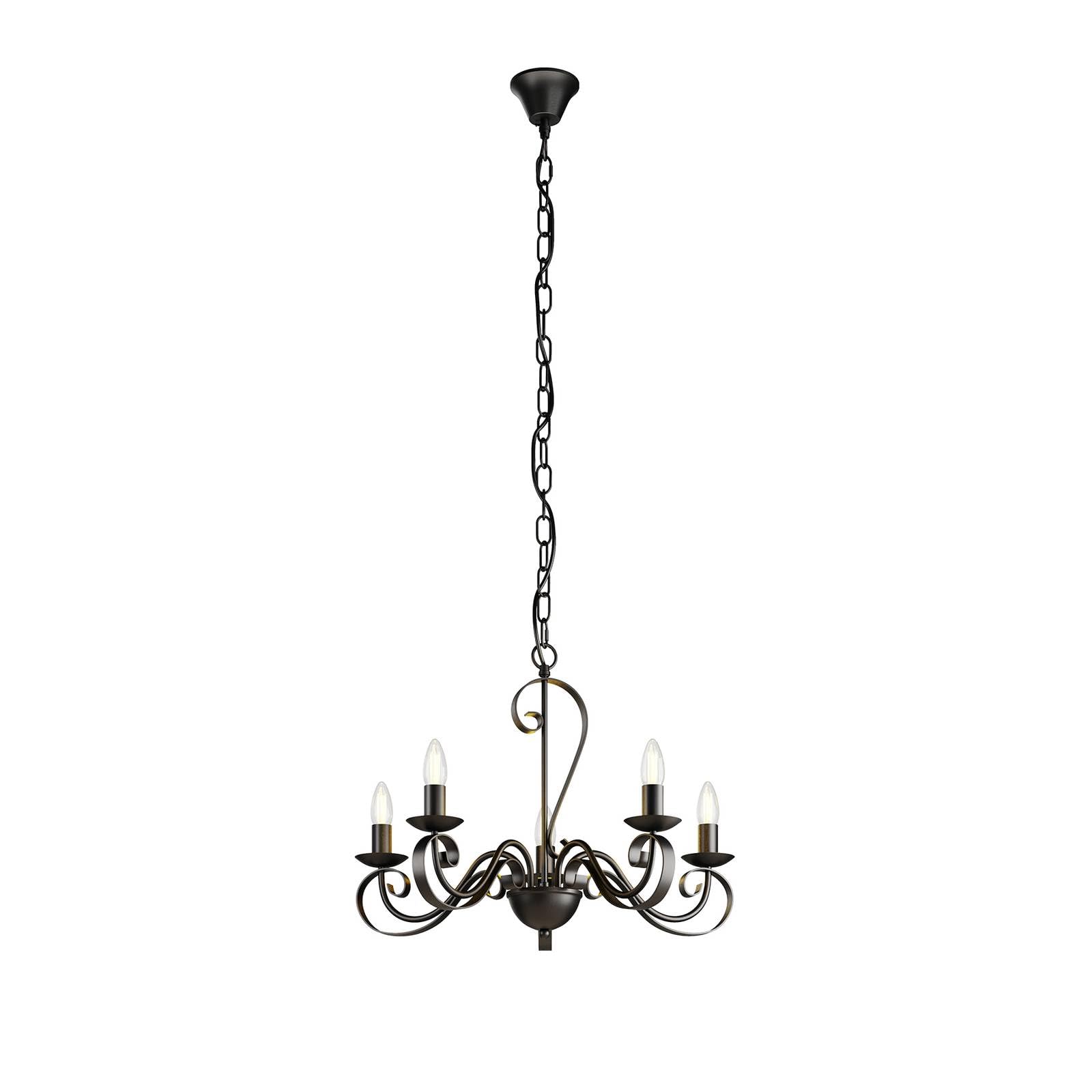Lindby Kronleuchter Shervan (Retro, Vintage Antik) in Braun aus Metall (5 flammig E14) - Pendelleuchte Hängelampe Lüster Lampe Deckenleuchte Deckenlampe Wohnzimmerleuchte