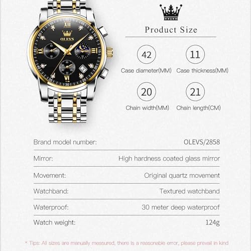 Image of OLEVS Men's Analog Watch Multi Color Business Stainless Steel Waterproof Luminous Quartz Watch Luxury Leisure Date Simulation Original Bowl Watch (In-2858- Multicolor White ?)