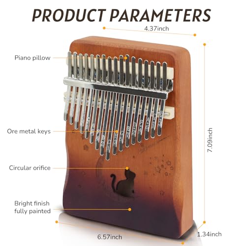 Image of 17 Key Kalimba Thumb Piano, Mbira Instrument,Musical Gift for Kids & Adults