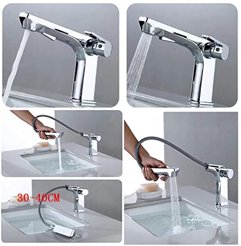 Robinet de lavabo double mode mitigeur eau chaude froide rétractable
