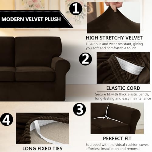 Housse canapé 3 places Ektorp extensible velours contre usure coussin