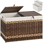 HOOBRO Panier de rangement avec couvercle, 42.3 C'est vrai.160L) Panier de rangement en osier avec 2 Couvercle séparé, corbeille de rangement avec 2 Sacs de linge amovibles, pour chambre, blanchisserie, brun et naturel BR276CW01