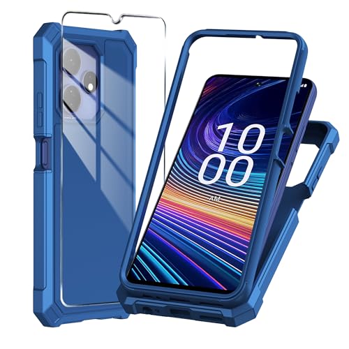 Coque Celero 5G+ Plus 2024 silicone bleu anti rayure avec verre trempé