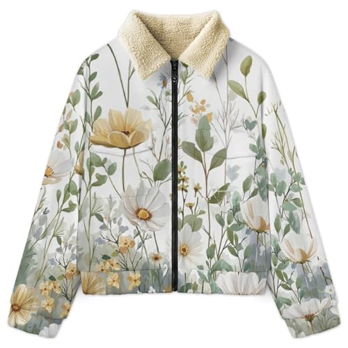 Veste polaire femme imprimée fleurs sauvages aquarelle sweatshirt de sport