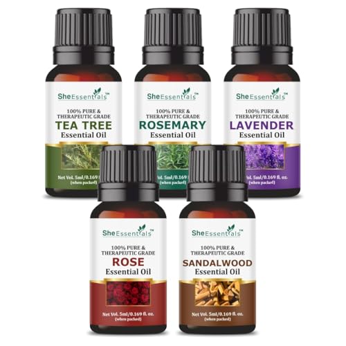 Tea Tree, Rosemary, Lavender, Rose & Sandalwood Essential Oils | ...